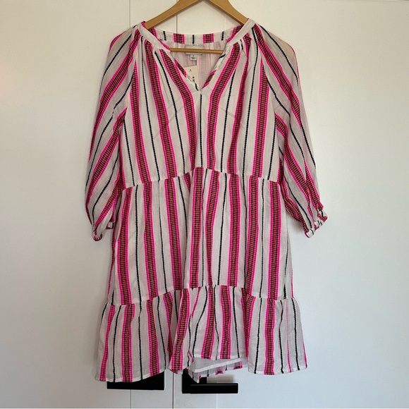 Evereve Pink Stripe Cassidy Mini Dress Small girly feminine casual work career - Picture 7 of 14